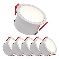 6pack LED Downlights for Kitchen Bathroom Ceiling Recessed Lamps Selectable 3000K 4000K 6000K Embedded Hole Light Anti-Glare Spotlights Baffle Trim 7W, 10W, 15W