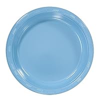 Light Blue Solid Color Plastic Premium Heavy Weight Dinner Plate (9