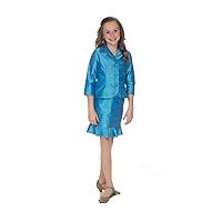 Girls' Three Buttons Interview Suit Three Quarter Sleeve Pageant Skrit