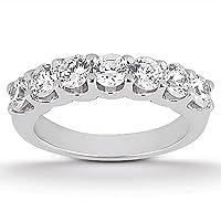 14k White Gold Diamond Scalloped Shared U Prong Setting Wedding Ring Band 6.5 / White Gold