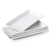 YHOSSEUN Porcelain Serving Platters Rectangular Trays White Serving Platters for Party, Stackable Serving Plates Set of 4,12 inch