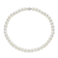 14k White Gold 9.5-10.5 mm Freshwater Cultured Pearl High Luster Necklace 18