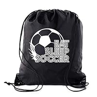 Soccer Party Favors | Soccer Drawstring Backpacks for Birthday Parties, Team events, and much more! - 10PK Black CA2500SOCCER S3