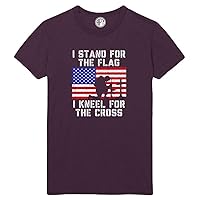 Stand for Flag Kneel for Cross Printed T-Shirt - Eggplant - LT