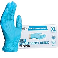 ForPro Disposable Nitrile Vinyl Blend Gloves, 4 Mil Extra Protection, Powder-Free, Latex-Free, Non-Sterile, Food Safe, Blue, X-Large, 100-Count