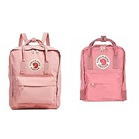 Fjallraven Women's Kanken Backpack, Pink, One Size & Women's Kanken Mini Backpack, Pink, One Size