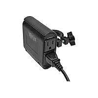 Tripp Lite AC/USB Charging Clip for Display Mounts w/ 2 USB Ports & 2 NEMA 5-15R Outlets, 6ft Power Cord (DMACUSB), Black