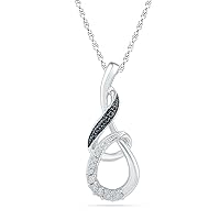 DGOLD Sterling Silver Black and White Round Diamond Fashion Pendant (0.05 CTTW)