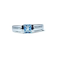 Statement Stacking Rings for woman girls blue topaz 5 mm