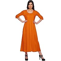 Indian Dresses For Women Kurti 3/4 Sleeve Solid Long Blouse Top