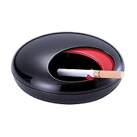 Ashtray,Plastic Ashtray Rotatable with Lid, Round Ash Tray for Cigarette, Windproof Ashtray for Outdoor Indoor Use, Vintage Ashtray for Home Office Decoration, Bar, Cafe, Hotel