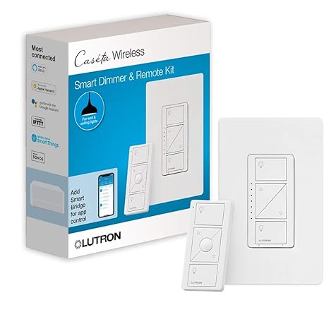 Lutron Caseta Smart Lighting Dimmer Switch and Remote Kit | P-PKG1W-WH | White