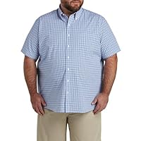 DXL Big + Tall Essentials Men's Big and Tall Plaid Poplin Short-Sleeve Sport Shirt