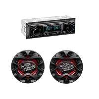 BOSS Audio Systems Single Din Car Stereo with Bluetooth + 2 Car Speakers