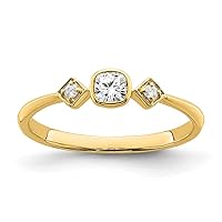 14k Gold Polish Petite Cushion Diamond Ring Size 7.00 Jewelry for Women