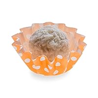 Restaurantware Panificio Premium 0.4-oz Baking Cups: Small-Flared Paper Baking Cups Perfect for Muffins Cupcakes or Mini Snacks - Hot Orange Polka Dot Print Design - Disposable and Recyclable - 200-CT