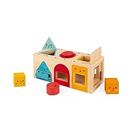 Janod Geometric Shapes 6 pc Wooden Sorting Box - Ages 12+ Months - J05330