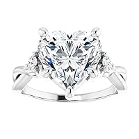 4 CT Heart Colorless Moissanite Engagement Ring, Wedding Bridal Ring Set, Eternity Sterling Silver Solid Diamond Solitaire -Prong Anniversary Promise Gift for Her