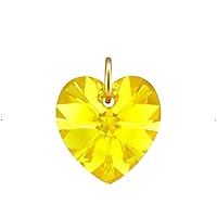 Lua Joia Tiny Gold Birthstone Pendant Only Without Chain - Birth Month Heart Charm Austrian Crystal - Anti Tarnish Jewelry Gift for mum, Wife, Birthday, Mother’s Day & Anniversary