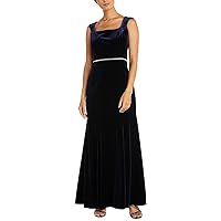 R&M Richards Womens Velvet Embellished Evening Dress