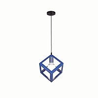 Modern Geometric Image Ceiling Pendant Lamp Colorful Single Head Metal Ceiling Suspension Light Restaurant Decoration Small Chandelier Theme Bar Cafe Creates Atmosphere Lovely (Color : Blue)