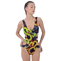 CowCow Womens Beachwear Sharks Penguin Dolphin Octopus Whale Fish Scales One Piece Swimsuit, XS-5XL
