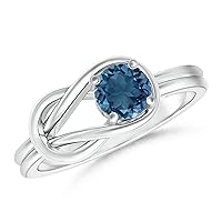 London Blue Topaz Round 5.00mm Cross Marge Shank Ring | Sterling Silver 925 | Best For Woman's And Girls Brithday, Thankyou, Promise Band | This promise ring is the perfect way to show someone how much you care.