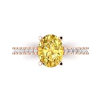 Clara Pucci 2.81 Brilliant Oval Cut Solitaire W/Accent Yellow Simulated Diamond Anniversary Promise Engagement ring Solid 18K Rose Gold