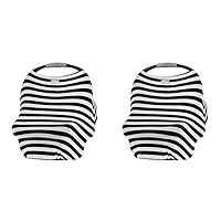 Itzy Ritzy 4-in-1 Nursing Cover, Car Seat Cover, Shopping Cart Cover and Infinity Scarf - Breathable, Multi-Use Mom Boss Breastfeeding Cover, Black & White Stripe (Pack of 2)