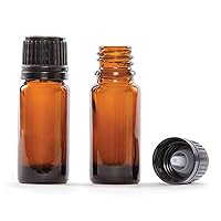 Plant Therapy 10 ml (1/3 oz) Amber Glass Essential Oil Bottle with European Dropper Cap - 4 Pack