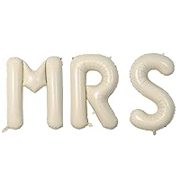 Biapian 40 Inch Letter Balloons, Giant Cream MRS Foil Balloon, Big Single Alphabet MRS Balloons, Beige Large Aluminum Balloon for Bachelorette Party Anniversary Couple Sweetheart Party Decoration