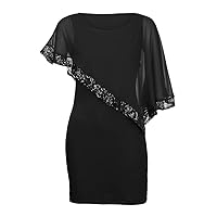 Women Plus Size Cold Shoulder Overlay Asymmetric Chiffon Strapless Sequins Dress Plus Size Lace Dress Long
