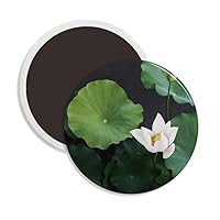 Fresh Lotus Leaf Plant Picture Nature Round Ceramics Fridge Magnet Keepsake Decoration