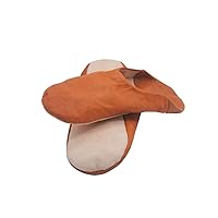 Moroccan Leather Slippers, Genuine Leather Handmade From The Best Artisans of Marrakech (Orange, Numeric_36)