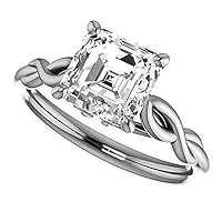 Moissanite Ring 2 CT Asscher Cut Moissanite Engagement Ring Anniversary Ring 925 Sterling Silver