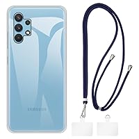 Samsung Galaxy A32 5G Case + Universal Mobile Phone Lanyards, Neck/Crossbody Soft Strap Silicone TPU Cover Bumper Shell for Samsung Galaxy Jump 5G (6.5”)