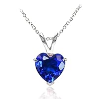 Sterling Silver Simulated Gemstone 7mm Heart Pendant Necklace