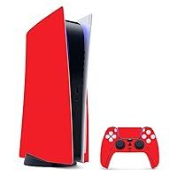 MightySkins Gaming Skin for PS5 / Playstation 5 Bundle - Solid Red | Protective Viny wrap | Easy to Apply and Change Style | Made in The USA