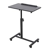 Adjustable Overbed Bedside Table with Wheels for Hospital and Home Use,Bed Desk, Laptop Tray Desk Tilting 7027(Black)