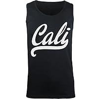 ShirtBANC Mens Graphic Tank Top Shirt, Cali Love, California Beach Tee, S-3XL