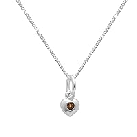 Sterling Silver & Citrine CZ Crystal November Birthstone Heart Necklace on 24 Inches Chain