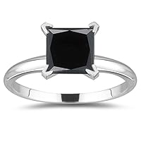 3.53 ct Black Princess Real Moissanite Solitaire Engagement & Wedding Ring