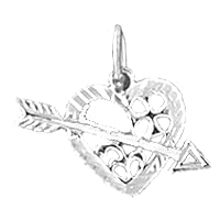 14K White Gold Heart With Arrow Pendant