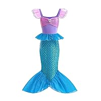 Dressy Daisy Shimmery Princess Mermaid Tail Fancy Dress Birthday Party Costume for Toddler Little Girls Size 3T to 10