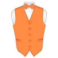 Men's Dress Vest & BowTie Solid ORANGE Color Bow Tie Set for Suit or Tuxedo