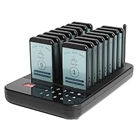 Restaurant Pager Wireless Calling System Waterproof 16 Beepers Guest Customer Queue Pagers for Food Court Food Truck Church Nursery Clinic Coffee Shop with Buzzer Vibration Flash