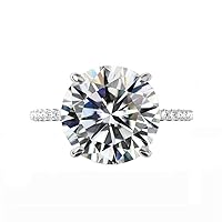 Riya Gems 10 CT Round Moissanite Engagement Ring Wedding Eternity Band Vintage Solitaire Halo Setting Silver Jewelry Anniversary Promise Vintage Ring Gift for Her