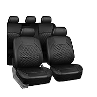 Full Set Car Seat Covers, Premium Waterproof PU Leather Cushion Protectors, Split Front and Rear Bench Seat, Breathable Auto Accessories, Universal Fit for Vehicles (Black)