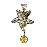 Tibetan Silver Womens Pendant Mens Pendant Citrine Gemstone Handmade Star Design Jewelry Fashionable Pendants for Gifts Partys Casuals Outing