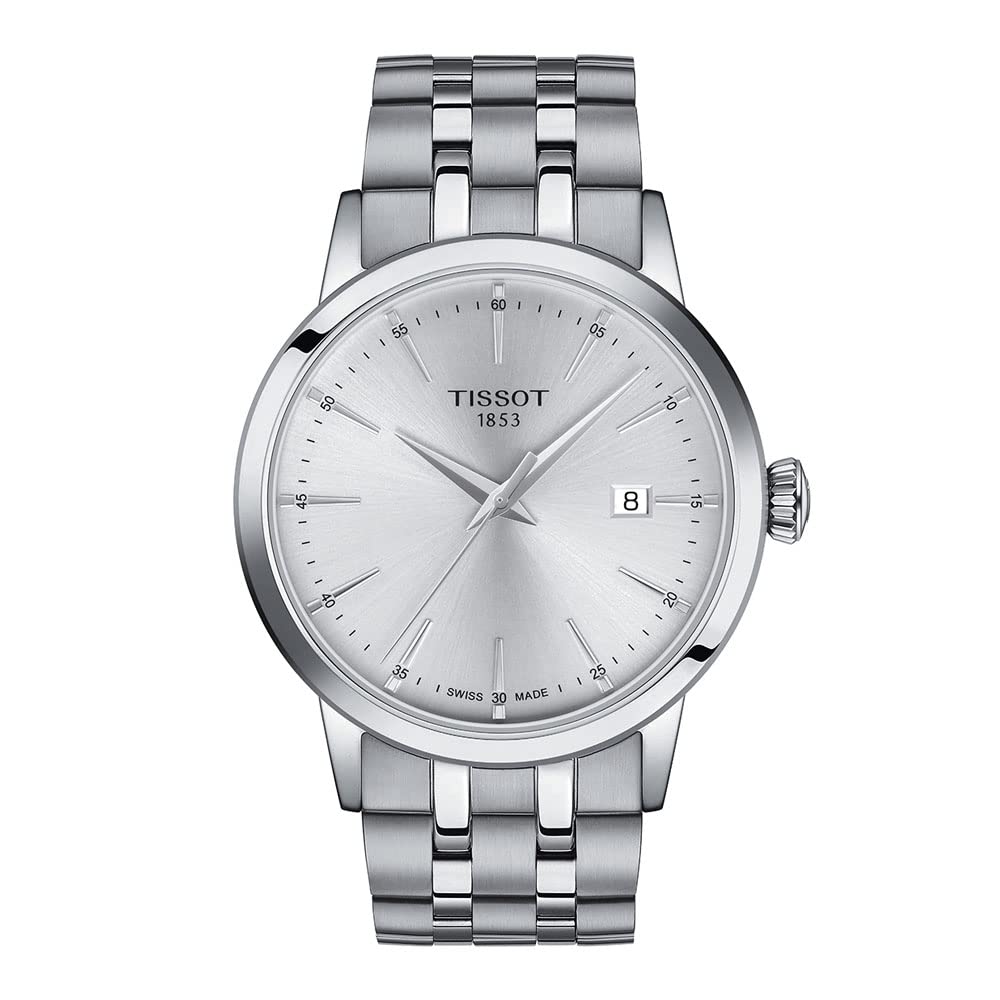 Tissot Mens Classic Dream 316L Stainless Steel case Quartz Watch, Grey, Stainless Steel, 22 (T1294101103100)